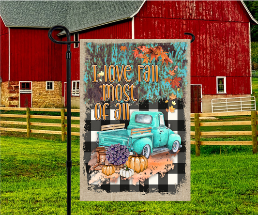 I Love Fall Most of All Vintage Truck Garden Flag