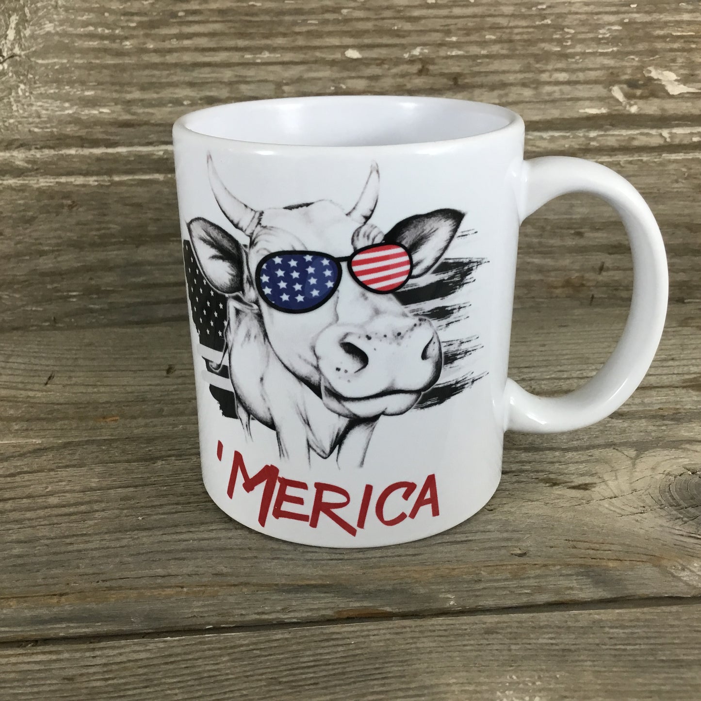 'Merica Cow Coffee Mug Back View