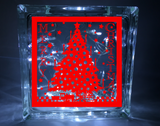 Merry Christmas Tree Glass Block Vinyl Decal