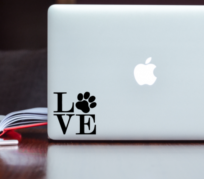 Love Dog Paw print Decal