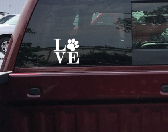 Love Dog Paw print Decal