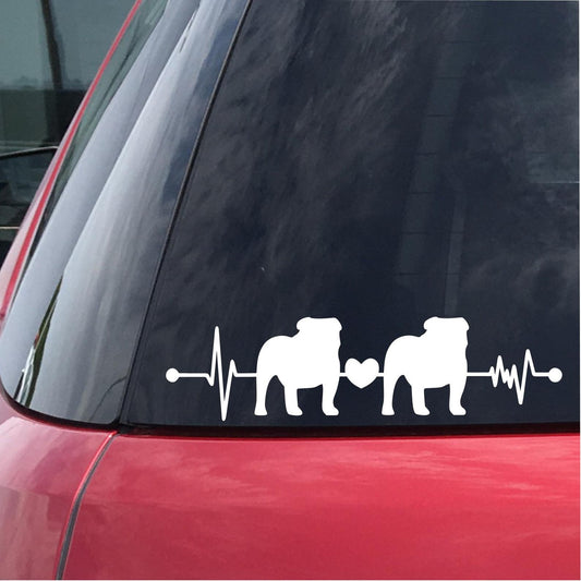 Two Bulldogs Heartbeat Decal