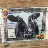 Holstein Cow Glass Cutting Board