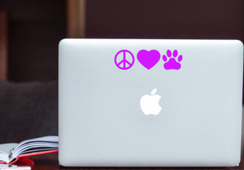 Peace Love and Paws Car Window Decal
