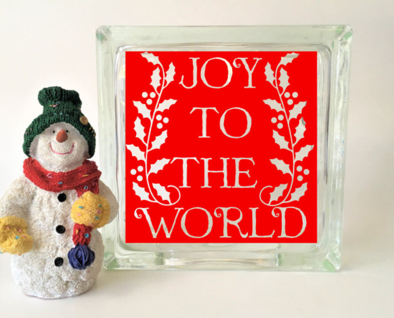 Joy To The World Glass Block Vinyl Decal