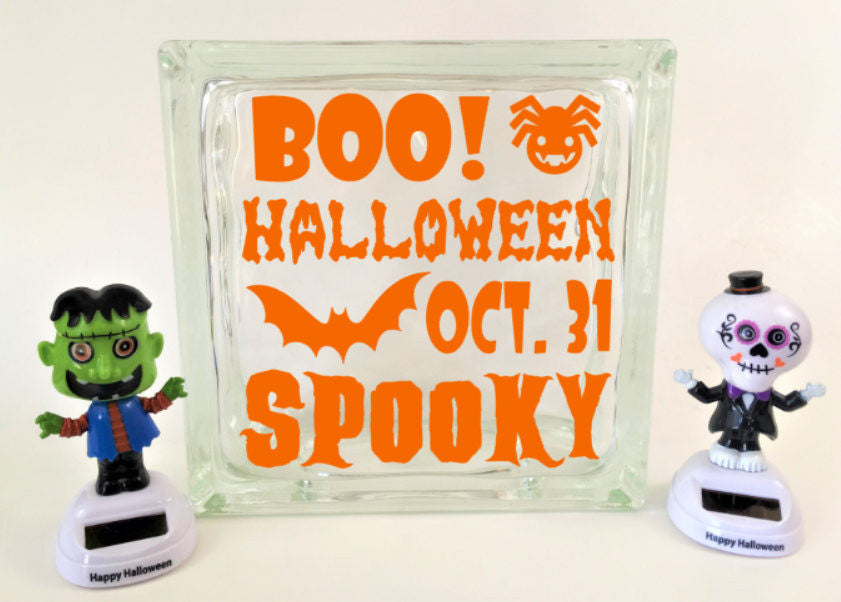 Boo Halloween Glass Block Decal