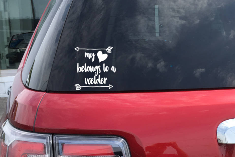 My Heart Belongs to a Welder Vinyl Decal