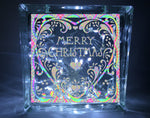 Merry Christmas Heart Glass Block Decal