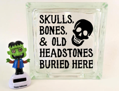 Skulls, Bones, & Old Headstones Buried Here Halloween Decal