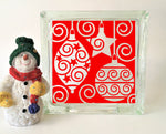 Holiday Baubles Glass Block Vinyl Decal