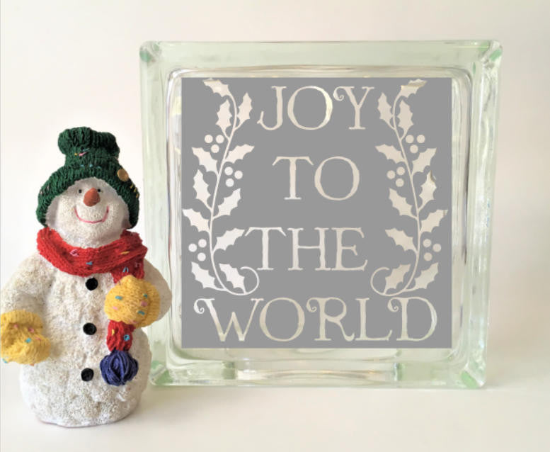 Joy To The World Glass Block Vinyl Decal