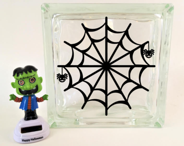 Spider Web Glass Block Decal